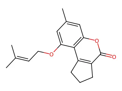 7-Methyl-9-((3-methyl-2-butenyl)oxy)-2,3-dihydrocyclopenta(C)chromen-4(1H)-one structure