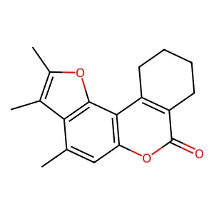 2,3,4-trimethyl-8,9,10,11-tetrahydro-7H-benzo[c]furo[2,3-f]chromen-7-one structure