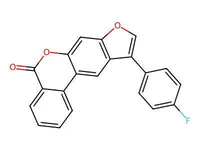 10-(4-fluorophenyl)-5H-benzo[c]furo[3,2-g]chromen-5-one structure