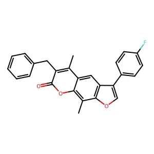 6-benzyl-3-(4-fluorophenyl)-5,9-dimethyl-7H-furo[3,2-g]chromen-7-one structure
