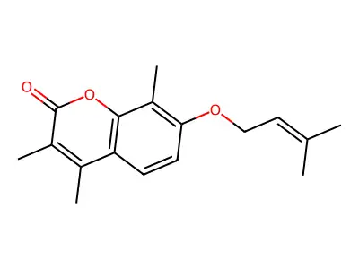 3,4,8-trimethyl-7-[(3-methylbut-2-en-1-yl)oxy]-2H-chromen-2-one structure