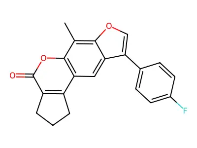 9-(4-fluorophenyl)-6-methyl-2,3-dihydrocyclopenta[c]furo[3,2-g]chromen-4(1H)-one structure