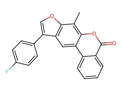 10-(4-fluorophenyl)-7-methyl-5H-benzo[c]furo[3,2-g]chromen-5-one structure
