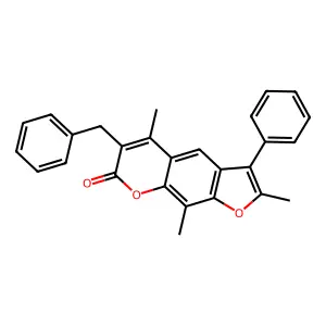6-benzyl-2,5,9-trimethyl-3-phenyl-7H-furo[3,2-g]chromen-7-one structure