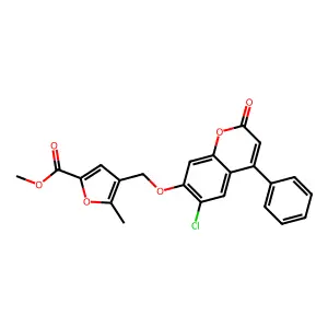 methyl 4-[(6-chloro-2-oxo-4-phenylchromen-7-yl)oxymethyl]-5-methylfuran-2-carboxylate structure