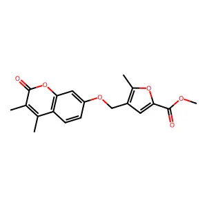 Methyl 4-[(3,4-dimethyl-2-oxochromen-7-yl)oxymethyl]-5-methylfuran-2-carboxylate structure
