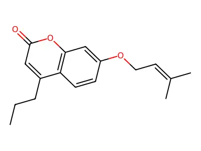 7-[(3-methylbut-2-en-1-yl)oxy]-4-propyl-2H-chromen-2-one structure
