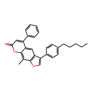 9-methyl-3-(4-pentylphenyl)-5-phenyl-7H-furo[3,2-g]chromen-7-one structure