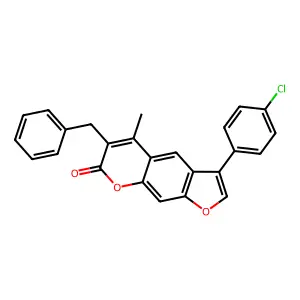6-benzyl-3-(4-chlorophenyl)-5-methyl-7H-furo[3,2-g]chromen-7-one structure