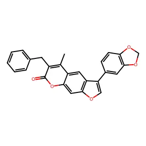 3-(1,3-benzodioxol-5-yl)-6-benzyl-5-methyl-7H-furo[3,2-g]chromen-7-one structure