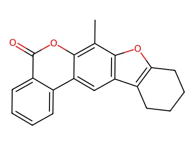 7-methyl-9,10,11,12-tetrahydro-5H-benzo[c][1]benzofuro[3,2-g]chromen-5-one structure
