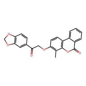 3-[2-(1,3-benzodioxol-5-yl)-2-oxoethoxy]-4-methyl-6H-benzo[c]chromen-6-one structure