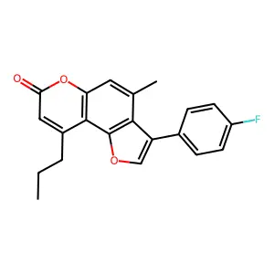 3-(4-fluorophenyl)-4-methyl-9-propyl-7H-furo[2,3-f]chromen-7-one structure