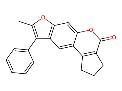 8-methyl-9-phenyl-2,3-dihydrocyclopenta[c]furo[3,2-g]chromen-4(1H)-one structure