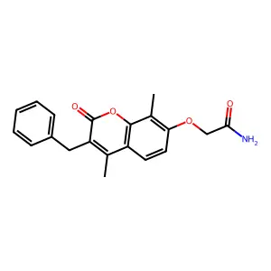 2-[(3-benzyl-4,8-dimethyl-2-oxo-2H-chromen-7-yl)oxy]acetamide structure
