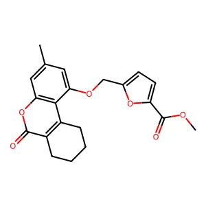 methyl 5-[(3-methyl-6-oxo-7,8,9,10-tetrahydrobenzo[c]chromen-1-yl)oxymethyl]furan-2-carboxylate structure