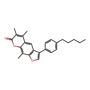 5,6,9-trimethyl-3-(4-pentylphenyl)-7H-furo[3,2-g]chromen-7-one structure
