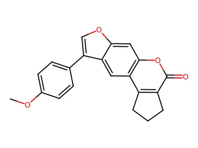 9-(4-methoxyphenyl)-2,3-dihydrocyclopenta[c]furo[3,2-g]chromen-4(1H)-one structure
