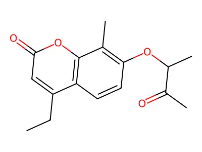 4-ethyl-8-methyl-7-[(3-oxobutan-2-yl)oxy]-2H-chromen-2-one structure