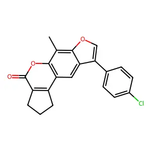 9-(4-chlorophenyl)-6-methyl-2,3-dihydrocyclopenta[c]furo[3,2-g]chromen-4(1H)-one structure