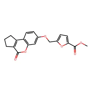 methyl 5-{[(4-oxo-1,2,3,4-tetrahydrocyclopenta[c]chromen-7-yl)oxy]methyl}-2-furoate structure