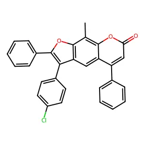 3-(4-chlorophenyl)-9-methyl-2,5-diphenyl-7H-furo[3,2-g]chromen-7-one structure