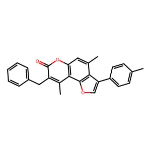 8-benzyl-4,9-dimethyl-3-(4-methylphenyl)-7H-furo[2,3-f]chromen-7-one structure