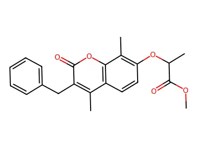 methyl 2-[(3-benzyl-4,8-dimethyl-2-oxo-2H-chromen-7-yl)oxy]propanoate structure