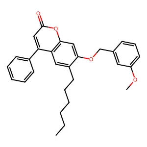 6-hexyl-7-[(3-methoxybenzyl)oxy]-4-phenyl-2H-chromen-2-one structure