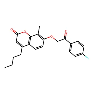 4-butyl-7-[2-(4-fluorophenyl)-2-oxoethoxy]-8-methyl-2H-chromen-2-one structure