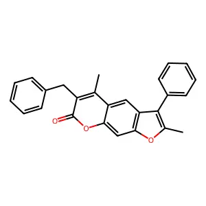 6-benzyl-2,5-dimethyl-3-phenyl-7H-furo[3,2-g]chromen-7-one structure