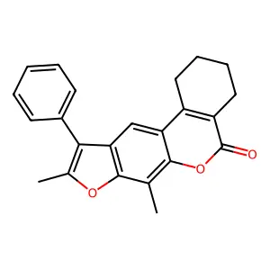 7,9-dimethyl-10-phenyl-1,2,3,4-tetrahydro-5H-benzo[c]furo[3,2-g]chromen-5-one structure