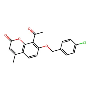 8-acetyl-7-[(4-chlorobenzyl)oxy]-4-methyl-2H-chromen-2-one structure