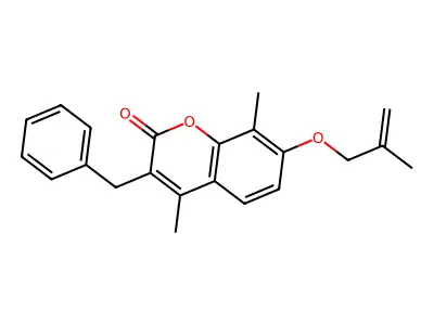 3-benzyl-4,8-dimethyl-7-[(2-methylprop-2-en-1-yl)oxy]-2H-chromen-2-one structure