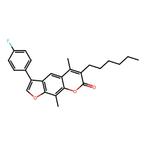 3-(4-fluorophenyl)-6-hexyl-5,9-dimethyl-7H-furo[3,2-g]chromen-7-one structure