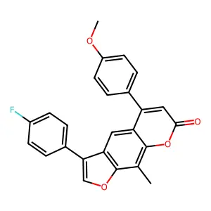 3-(4-fluorophenyl)-5-(4-methoxyphenyl)-9-methyl-7H-furo[3,2-g]chromen-7-one structure