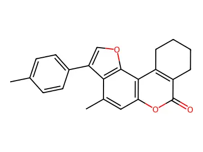 4-methyl-3-(4-methylphenyl)-8,9,10,11-tetrahydro-7H-benzo[c]furo[2,3-f]chromen-7-one structure