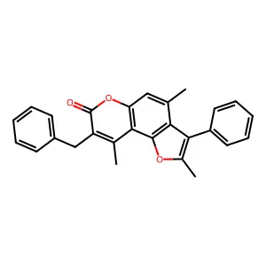 8-benzyl-2,4,9-trimethyl-3-phenyl-7H-furo[2,3-f]chromen-7-one structure