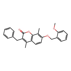 3-benzyl-7-[(2-methoxybenzyl)oxy]-4,8-dimethyl-2H-chromen-2-one structure