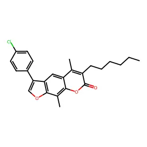 3-(4-chlorophenyl)-6-hexyl-5,9-dimethyl-7H-furo[3,2-g]chromen-7-one structure