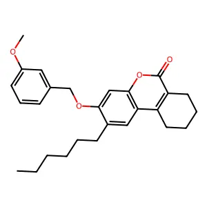 2-hexyl-3-[(3-methoxybenzyl)oxy]-7,8,9,10-tetrahydro-6H-benzo[c]chromen-6-one structure