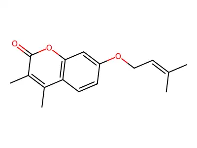 3,4-dimethyl-7-[(3-methylbut-2-en-1-yl)oxy]-2H-chromen-2-one structure