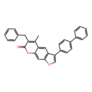 6-benzyl-3-(4-biphenylyl)-5-methyl-7H-furo[3,2-g]chromen-7-one structure