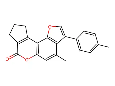 4-methyl-3-(4-methylphenyl)-9,10-dihydrocyclopenta[c]furo[2,3-f]chromen-7(8H)-one structure