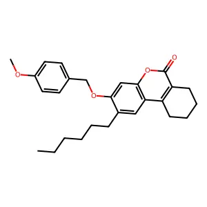 2-hexyl-3-[(4-methoxybenzyl)oxy]-7,8,9,10-tetrahydro-6H-benzo[c]chromen-6-one structure