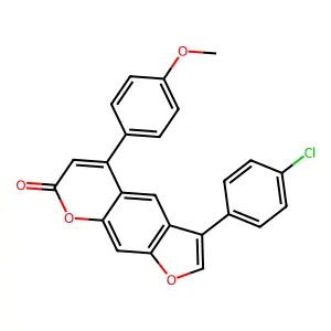 3-(4-chlorophenyl)-5-(4-methoxyphenyl)-7H-furo[3,2-g]chromen-7-one structure