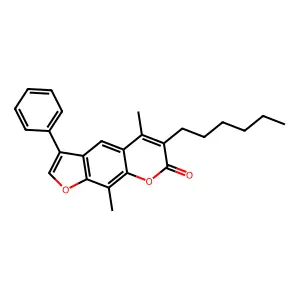 6-hexyl-5,9-dimethyl-3-phenyl-7H-furo[3,2-g]chromen-7-one structure
