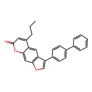 3-(4-biphenylyl)-5-propyl-7H-furo[3,2-g]chromen-7-one structure