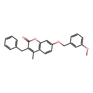 3-benzyl-7-[(3-methoxybenzyl)oxy]-4-methyl-2H-chromen-2-one structure