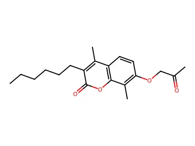3-hexyl-4,8-dimethyl-7-(2-oxopropoxy)-2H-chromen-2-one structure
